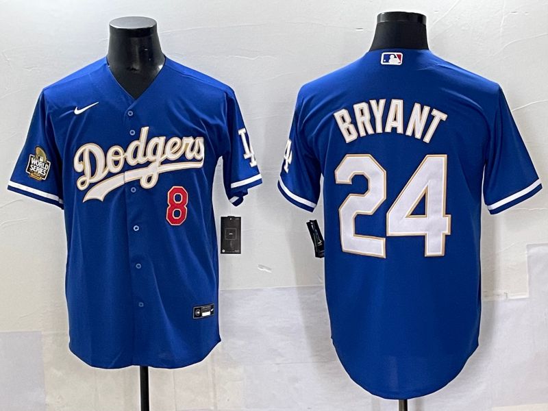 Men 2025 Los Angeles Dodgers 24 Bryant Blue gold Nike MLB Jersey style 7072